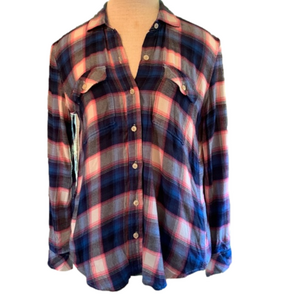 GAP/PENDLETON sz S blue/pink/white plaid long sleeve shirt.